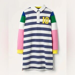 Mini Boden Sporty Jersey Dress Cotton Polo Preppy British Multicolor  Size 9-10Y